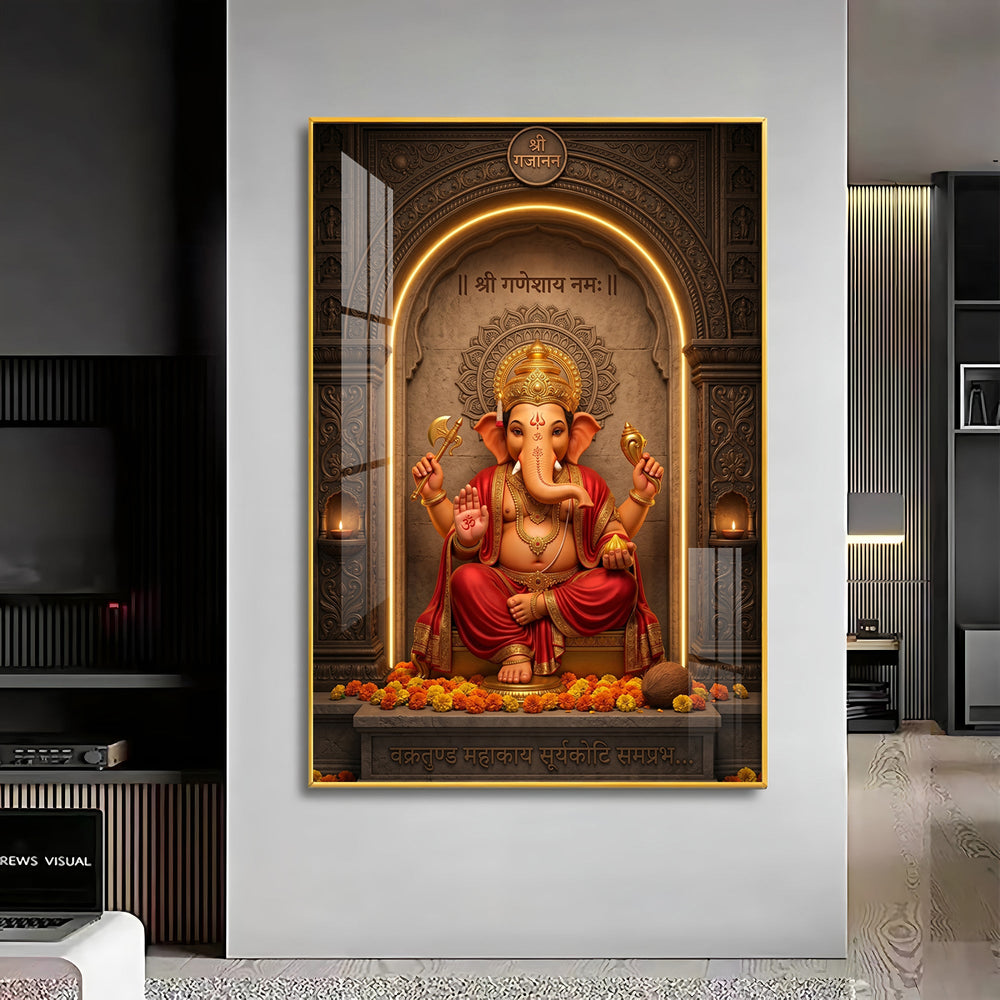 Divine Ganpati Bappa Premium Acrylic Vertical Wall Art