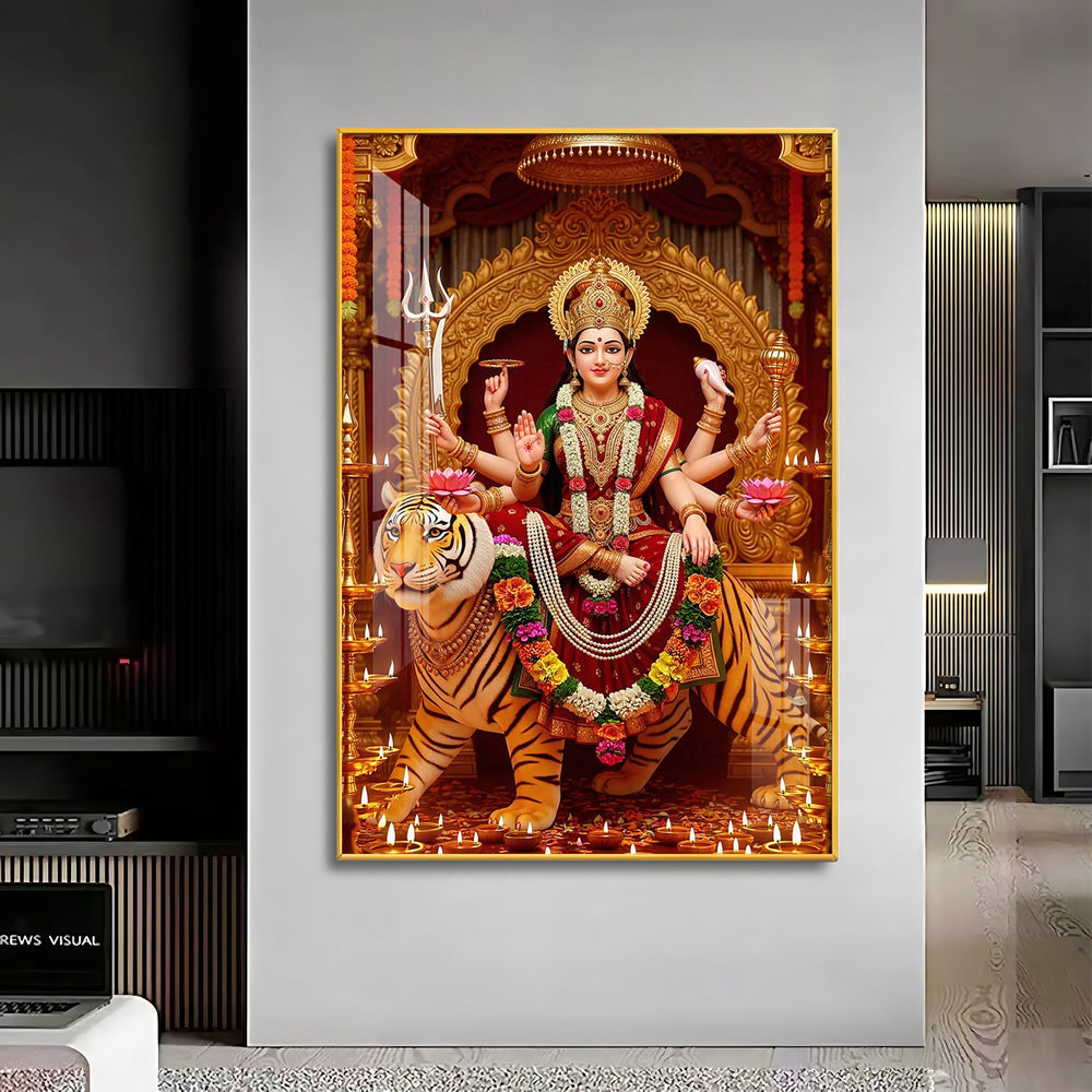 Divine Maa Durga Premium Acrylic Vertical Wall Art