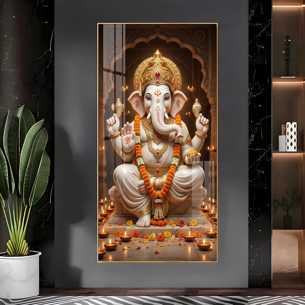 Ganesh Ji Eternal Wisdom Premium Acrylic Vertical Wall Art