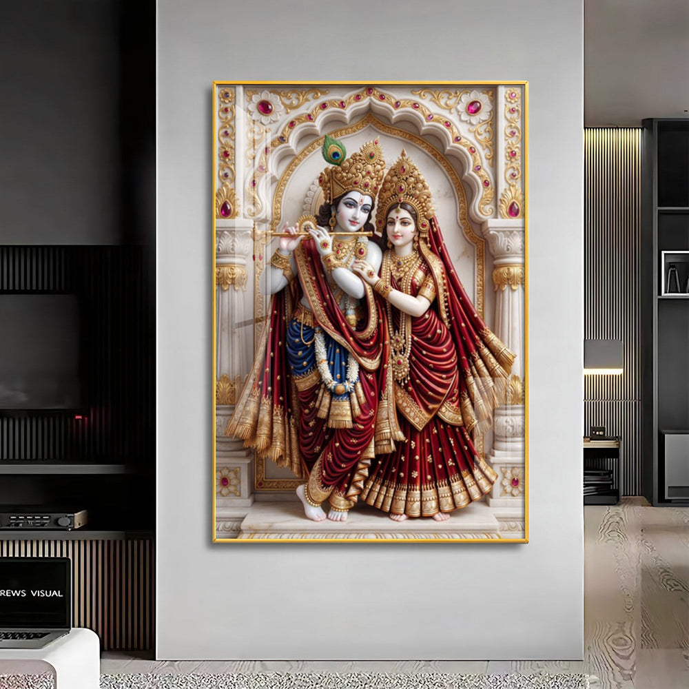Divine Wisdom Of Radha Krishna Premium Acrylic Vertical Wall Art