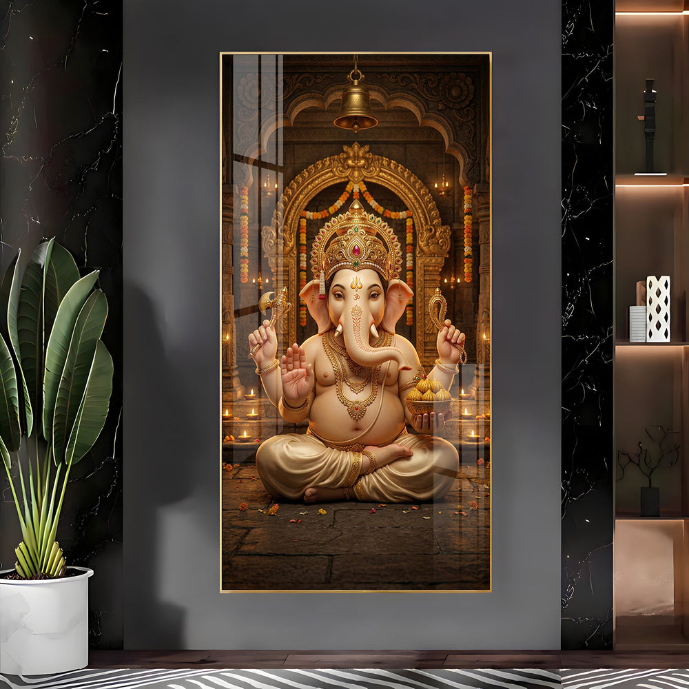 Lord Shree Ganesh Ji Premium Acrylic Vertical Wall Art