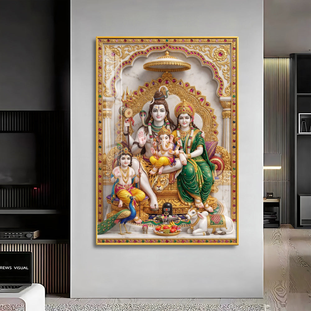 Shiva Parivar idol Premium Acrylic Vertical Wall Art
