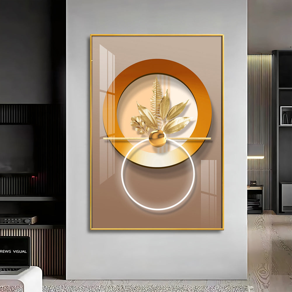 Golden Leaf Embrace Premium Acrylic Vertical Wall Art