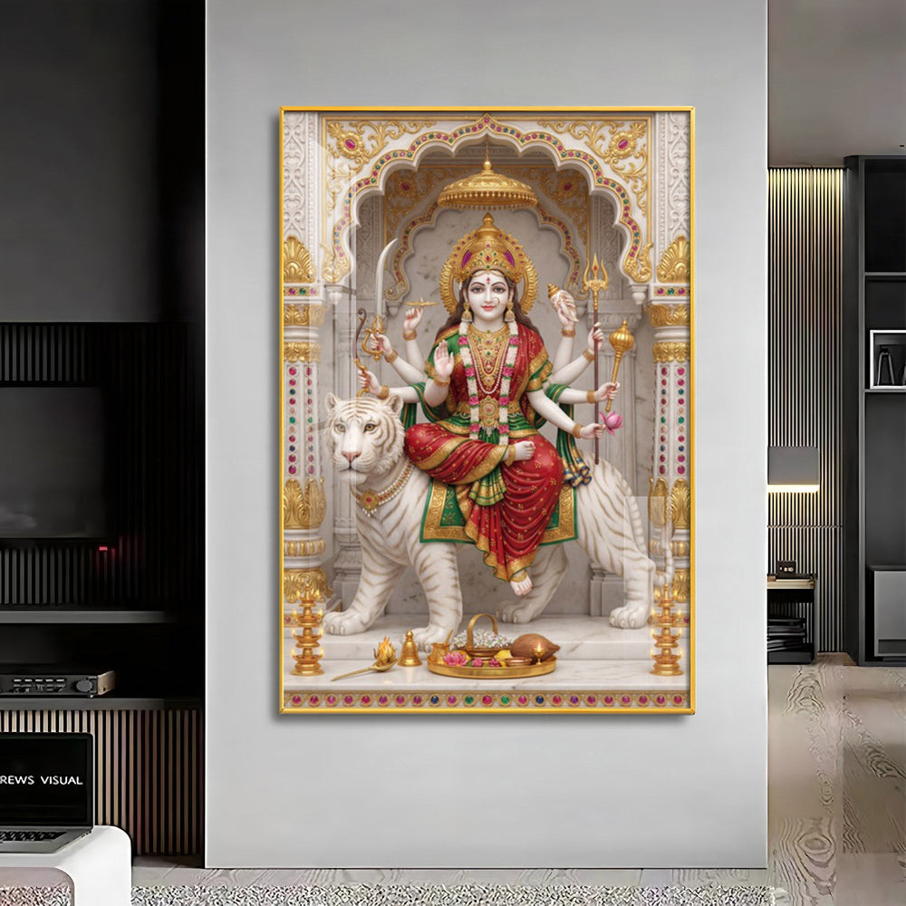 Hindu Goddess Maa Durga Premium Acrylic Vertical Wall Art