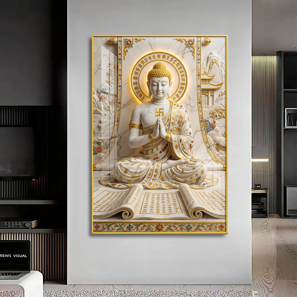 Beautiful Sitting Buddha Premium Acrylic Vertical Wall Art