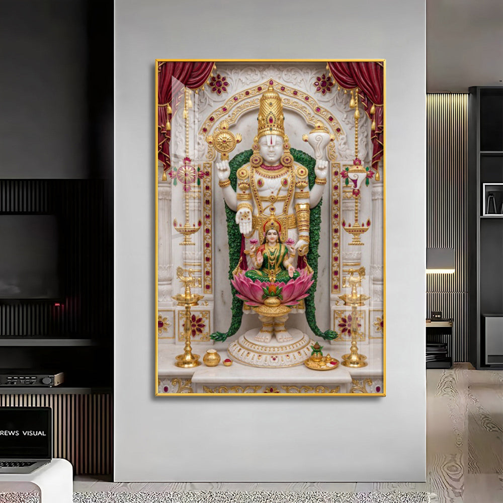 Maa Laxmi Lord Venkateswara Premium Acrylic Vertical Wall Art