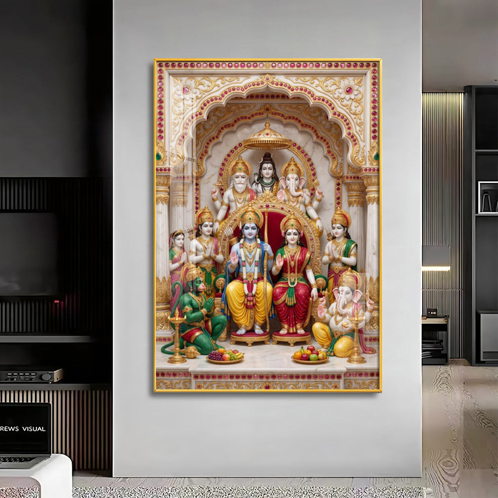Divine Ram Darbar Premium Acrylic Vertical Wall Art
