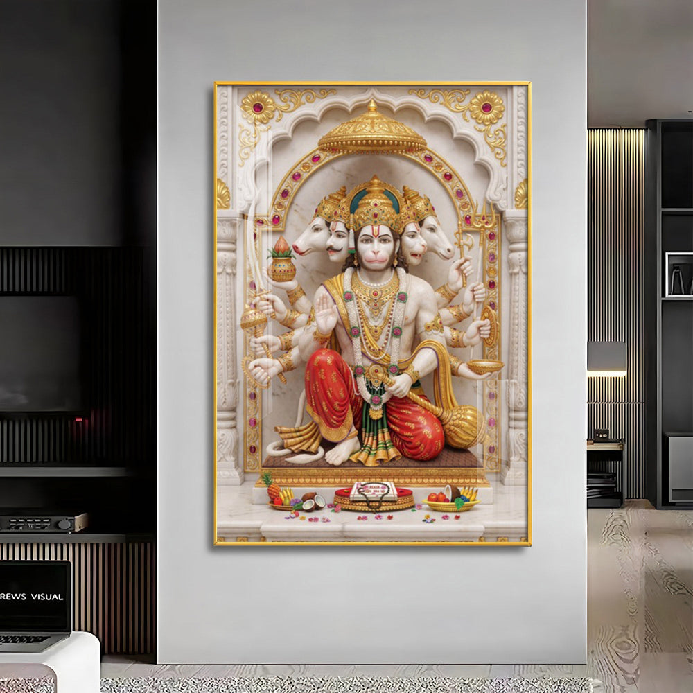 Peaceful Presence Of Hanuman Ji Premium Acrylic Vertical Wall Art