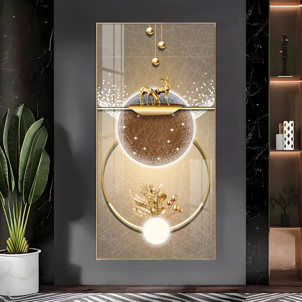 Golden Elegance Hallway Premium Acrylic Vertical Wall Art