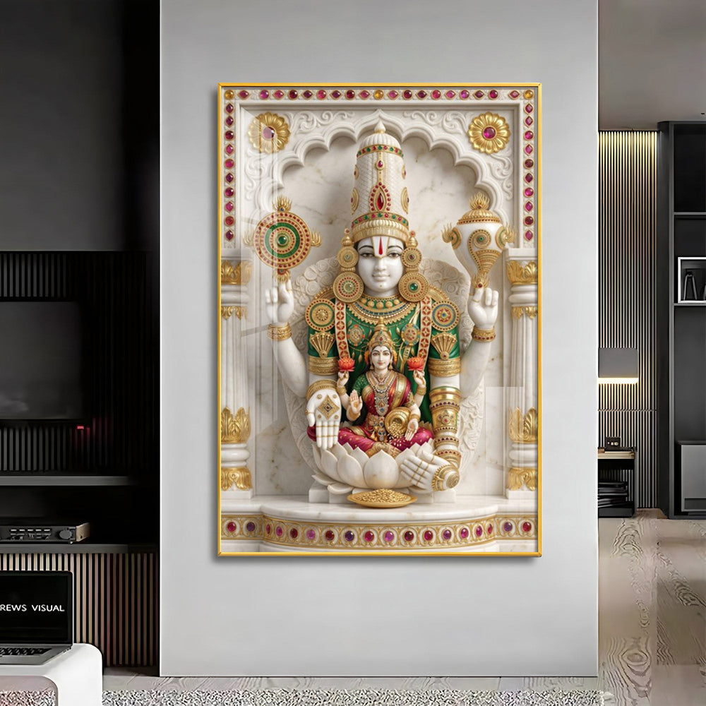 Shree Lakshmi Narayan Divine Premium Acrylic Vertical Wall Art