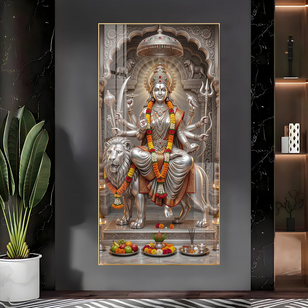 Divine Goddess Maa Durga Premium Acrylic Vertical Wall Art