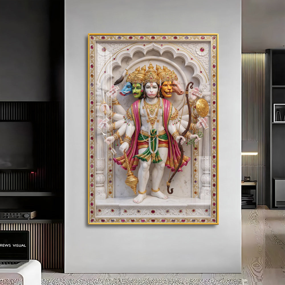 Radiant Hanuman Ji Idol Premium Acrylic Vertical Wall Art