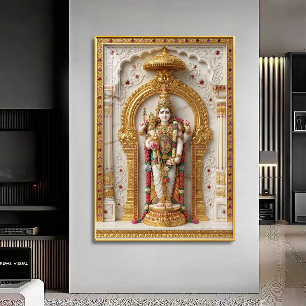 Lord Murugan Ji Premium Acrylic Vertical Wall Art
