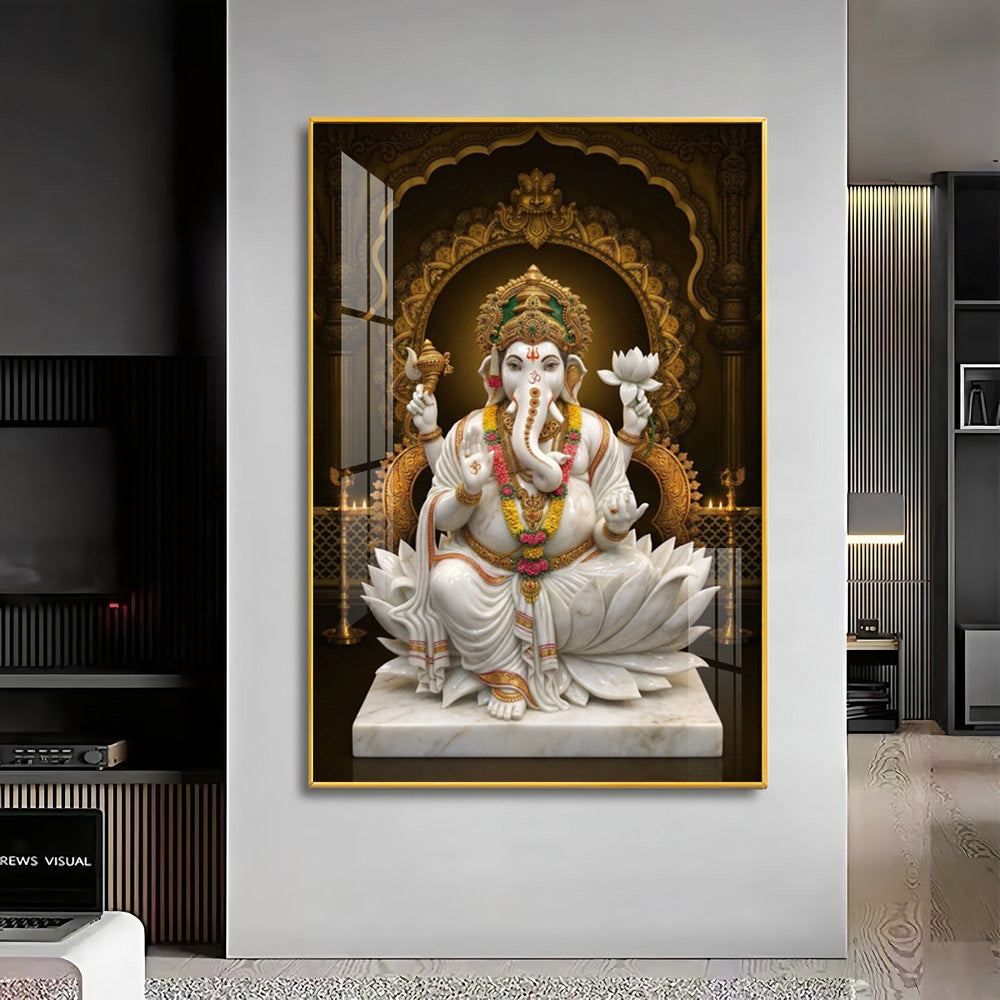 Vighnaharta ganesh Ji Premium Acrylic Vertical Wall Art