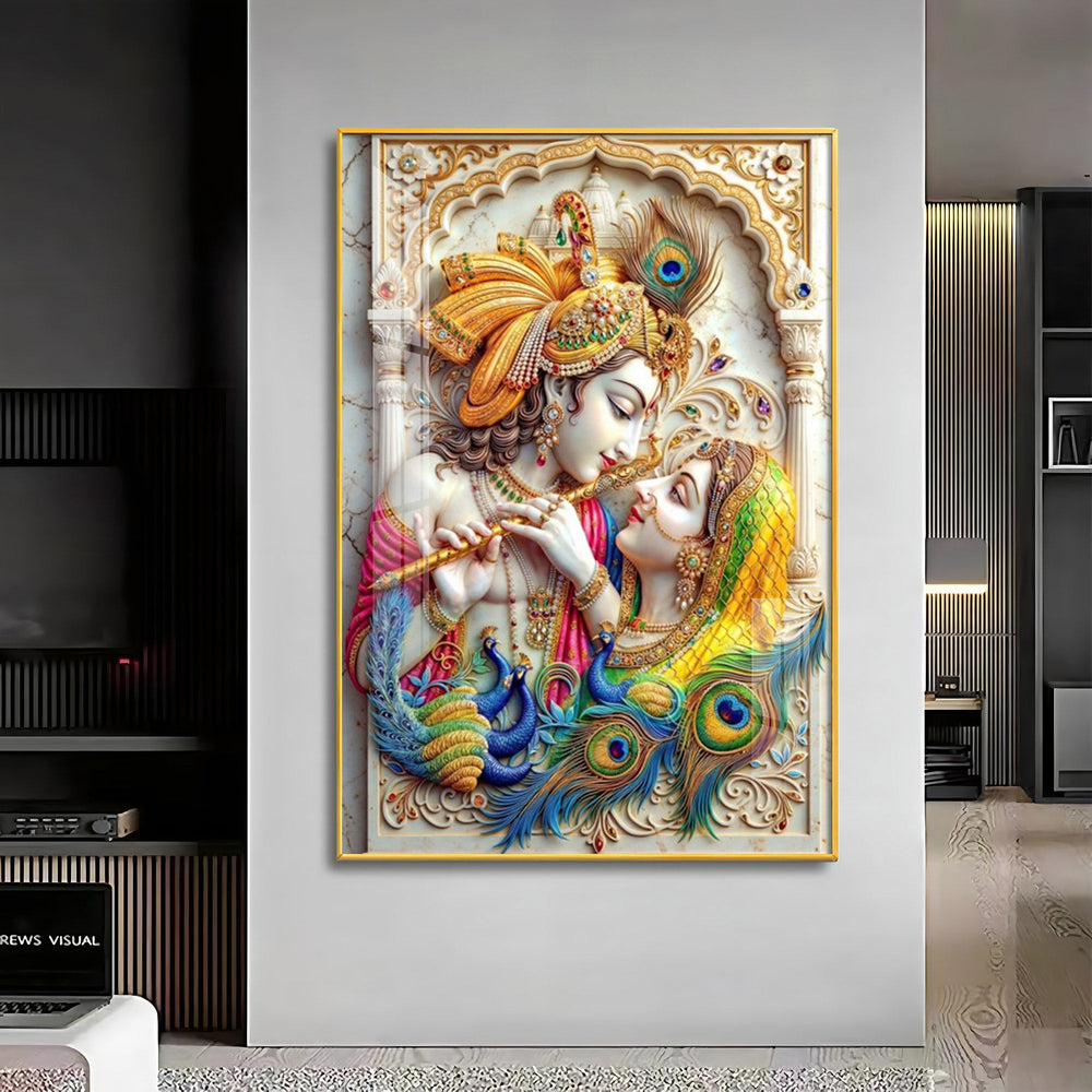 Radha Krishna Eternal Love Premium Acrylic Vertical Wall Art
