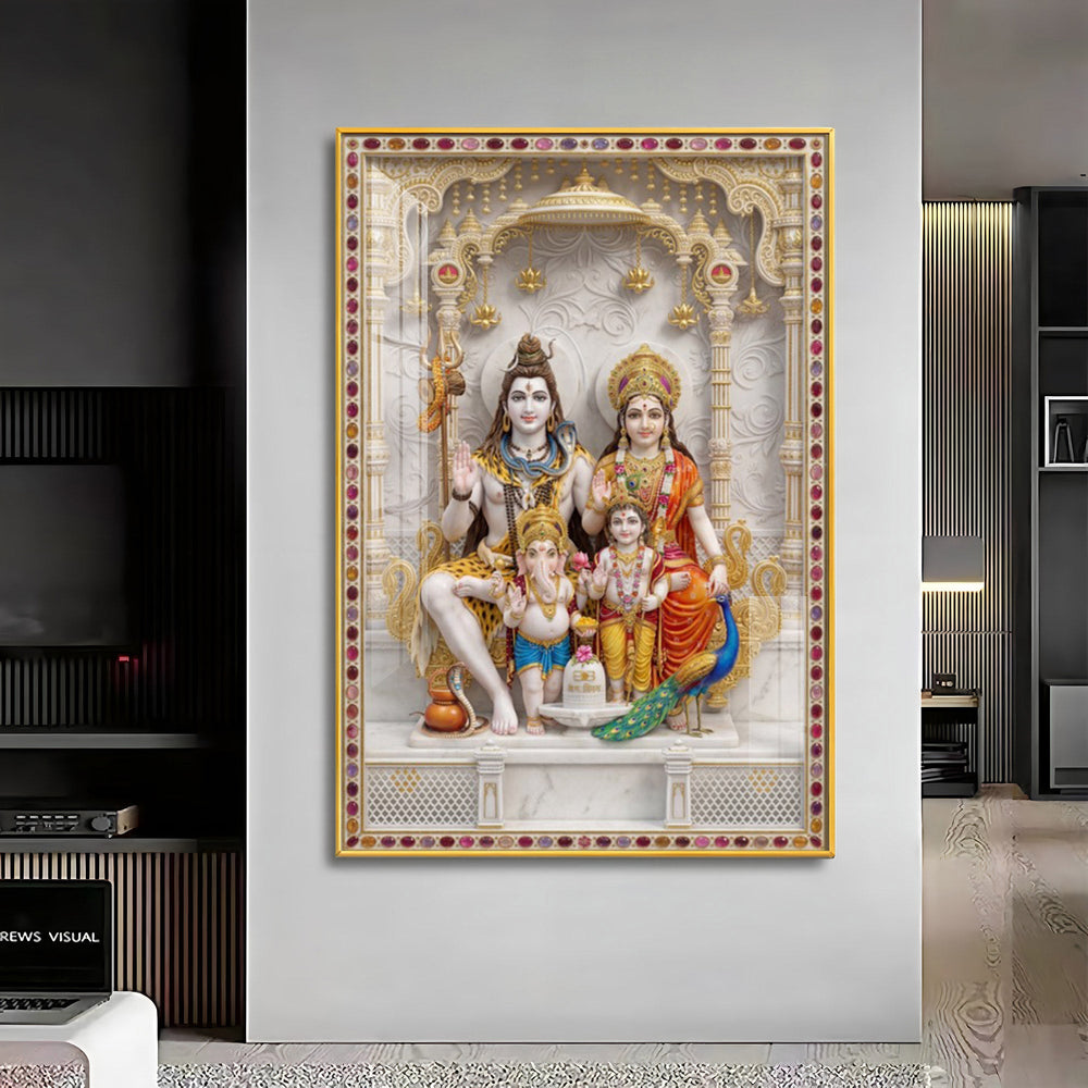 Divine Wisdom Shiv Parivar Premium Acrylic Vertical Wall Art
