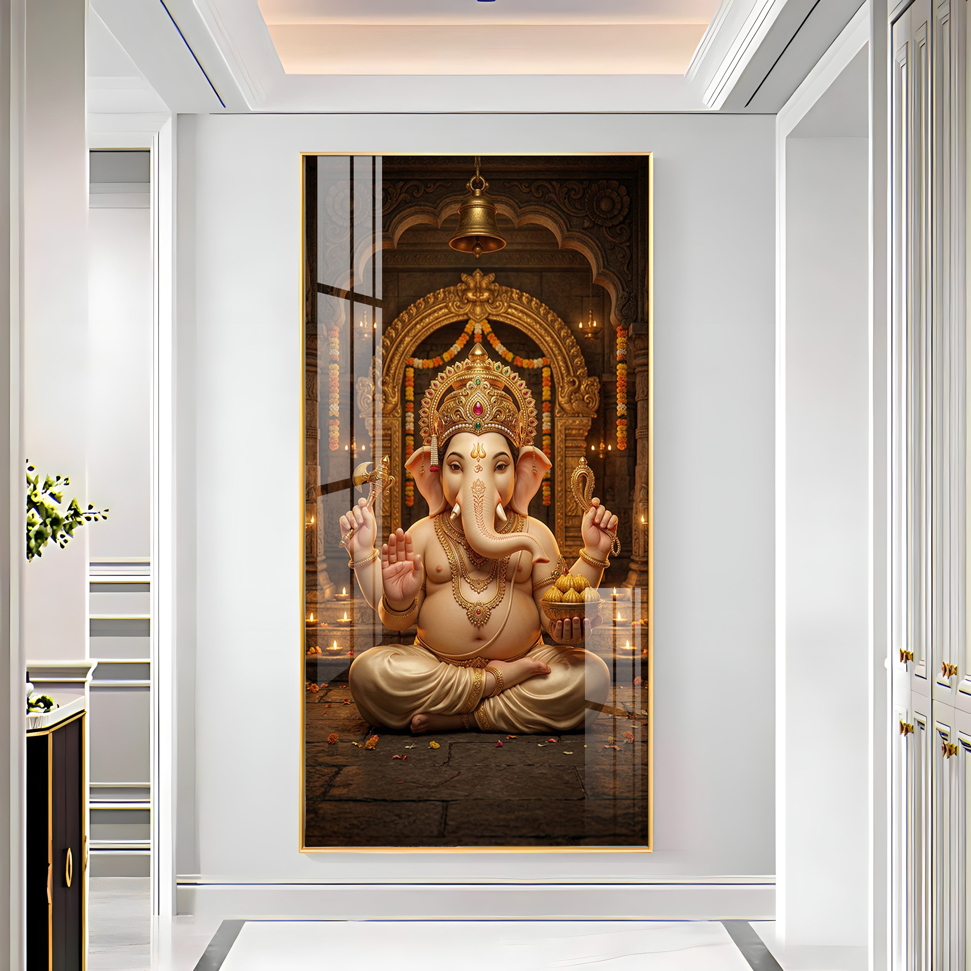 Lord Shree Ganesh Ji Premium Acrylic Vertical Wall Art