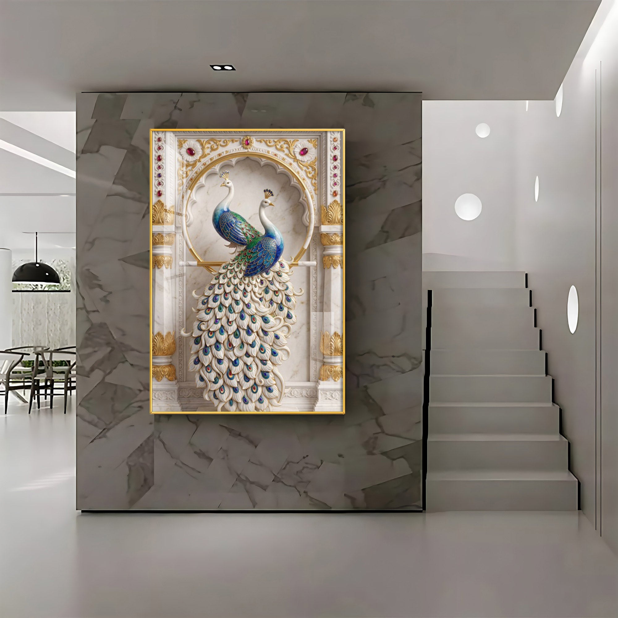 Beautiful Two Peacock Premium Acrylic Vertical Wall Art