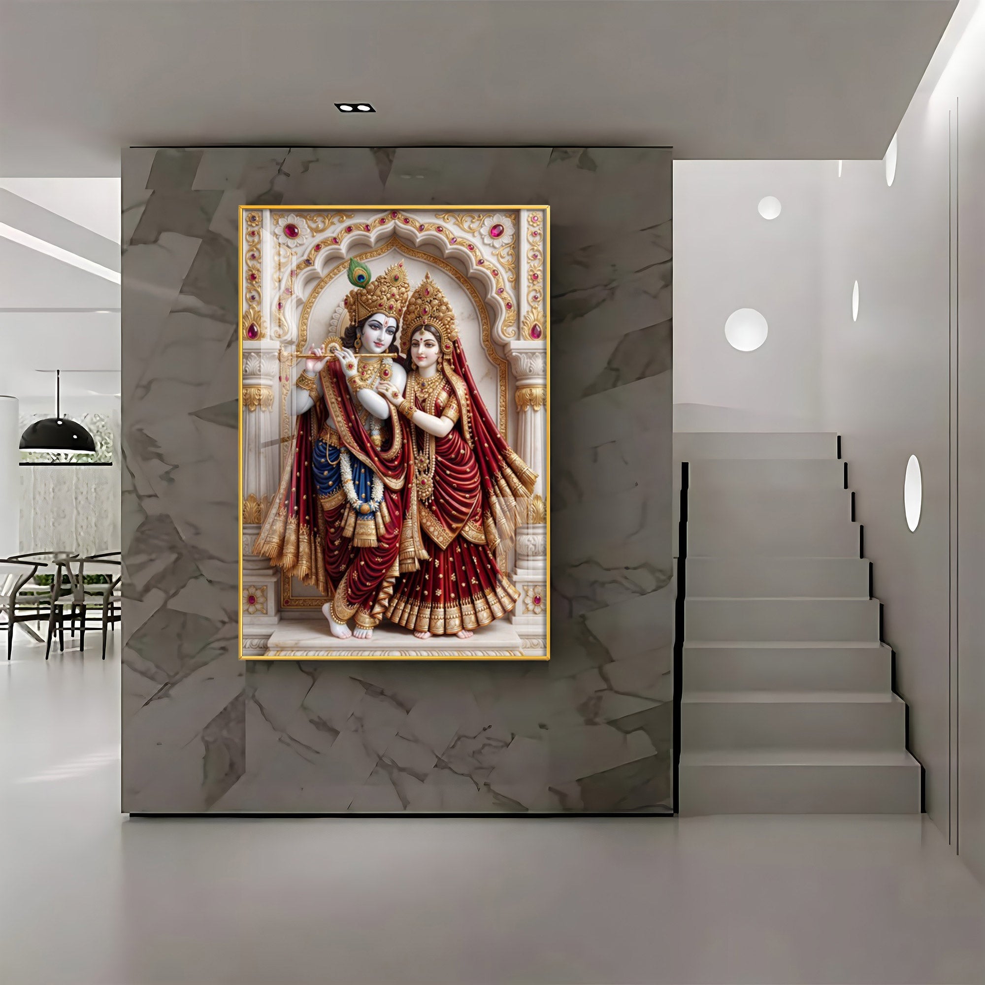 Divine Wisdom Of Radha Krishna Premium Acrylic Vertical Wall Art