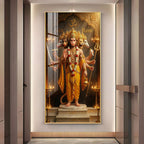 Divine Embrace of Hanuman Premium Acrylic Vertical Wall Art