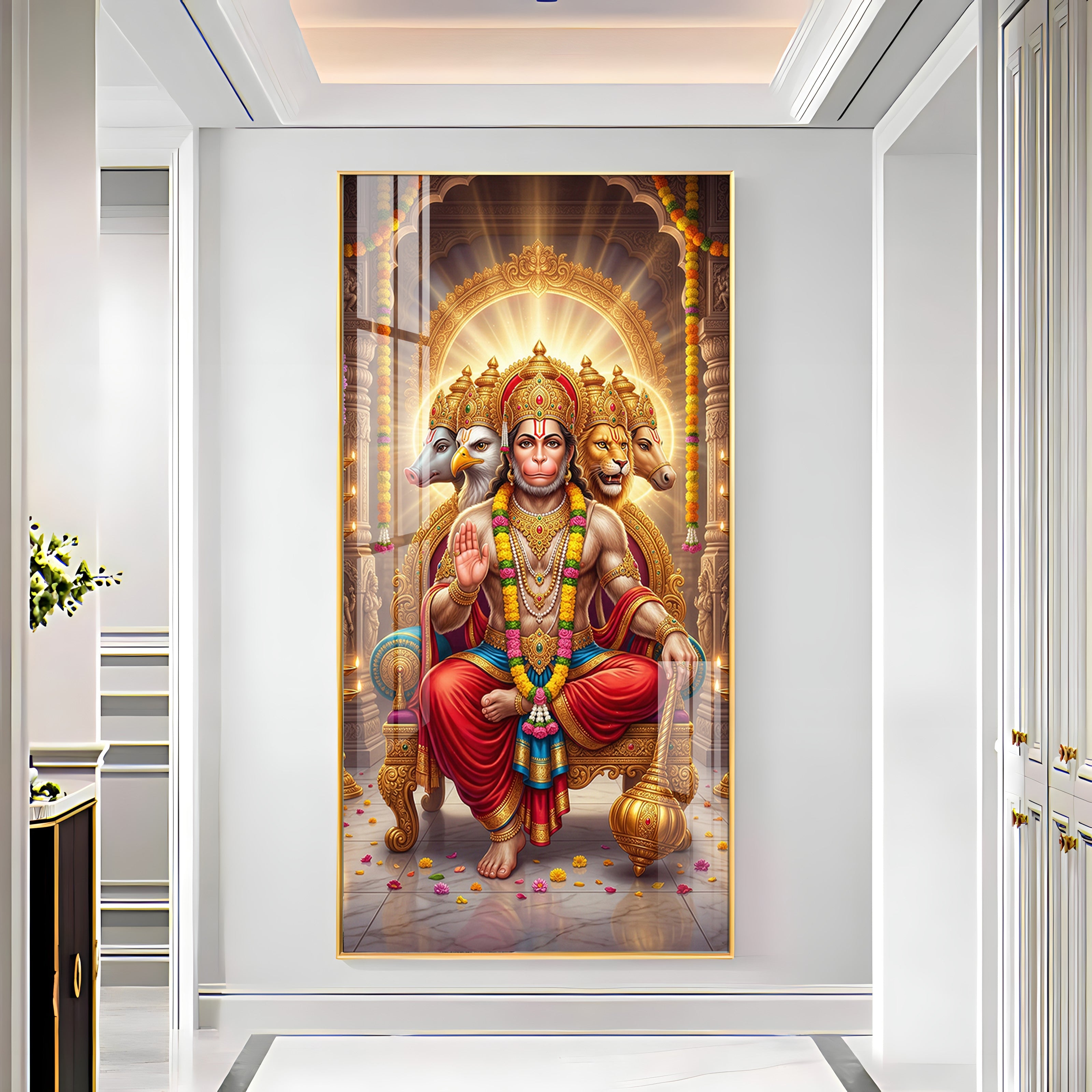 Divine Panchmukhi Hanuman Ji Essence Premium Acrylic Vertical Wall Art
