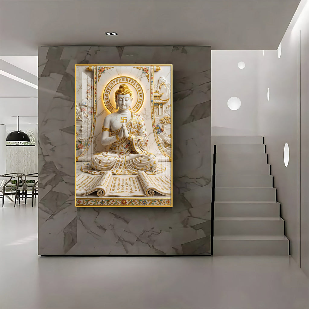 Beautiful Sitting Buddha Premium Acrylic Vertical Wall Art
