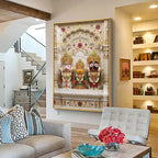 Divine Jagannath, Balabhadra and Subhadra Premium Acrylic Vertical Wall Art