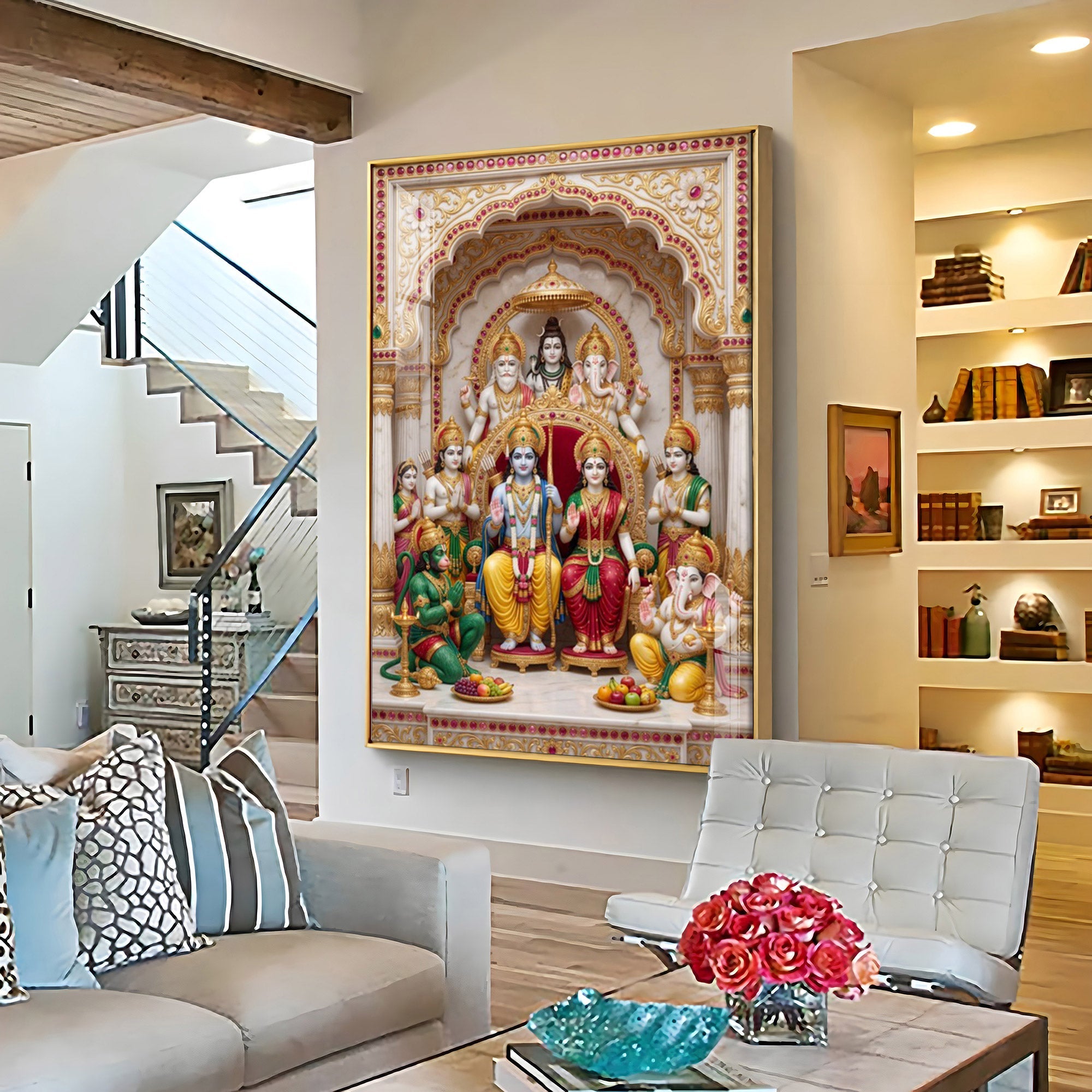 Divine Ram Darbar Premium Acrylic Vertical Wall Art