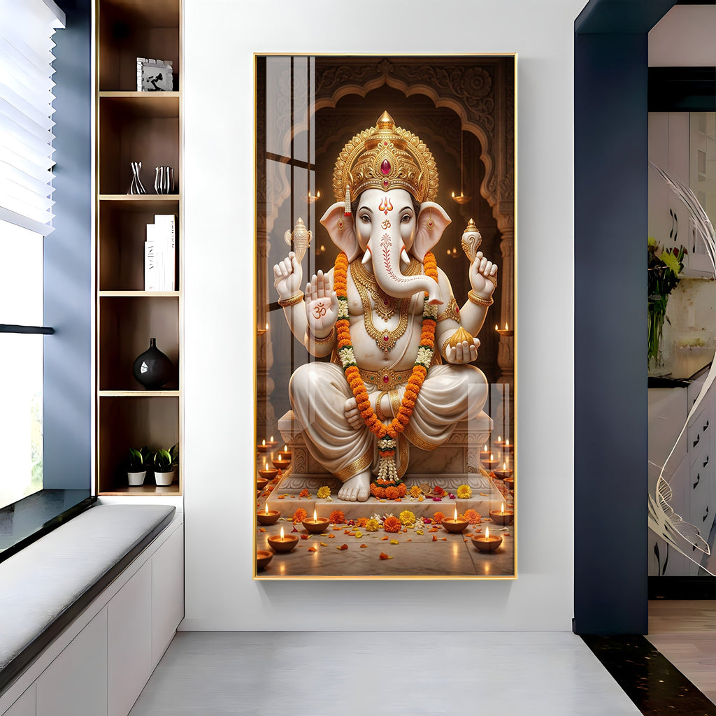 Ganesh Ji Eternal Wisdom Premium Acrylic Vertical Wall Art