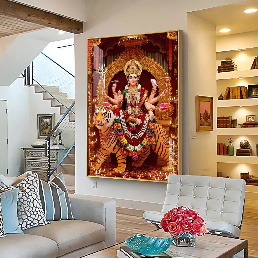 Divine Maa Durga Premium Acrylic Vertical Wall Art