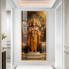 Divine Embrace of Hanuman Premium Acrylic Vertical Wall Art