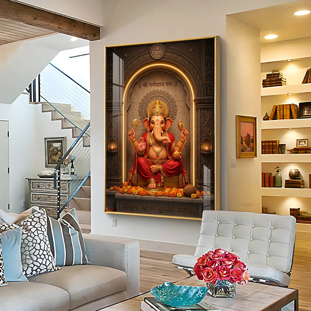 Divine Ganpati Bappa Premium Acrylic Vertical Wall Art
