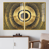 Golden 3D Pattern Acrylic Floating Wall Painting Set of 2 - Decor Smart