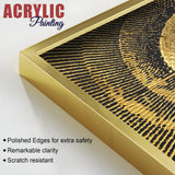 Golden 3D Pattern Acrylic Floating Wall Painting Set of 2 - Decor Smart