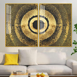 Golden 3D Pattern Acrylic Floating Wall Painting Set of 2 - Decor Smart