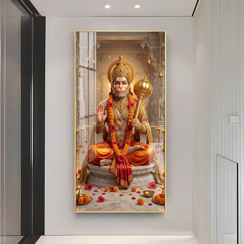 Divine Blessings Of Hanuman Ji Premium Acrylic Vertical Wall Art