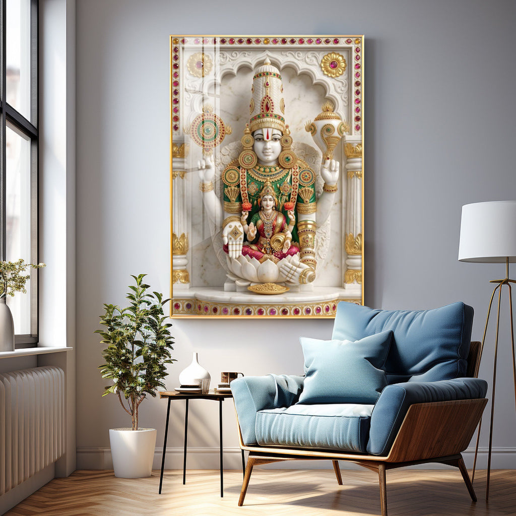 Shree Lakshmi Narayan Divine Premium Acrylic Vertical Wall Art