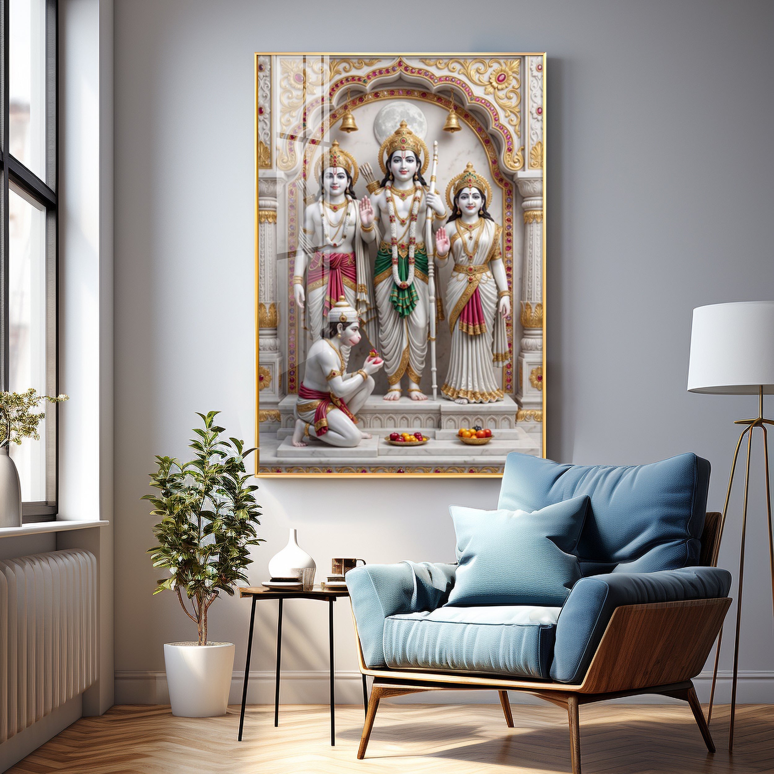 Ram Lakshman Sita Hanuman Ji Premium Acrylic Vertical Wall Art