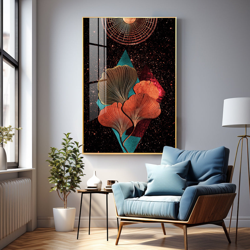Floral Sunburst Premium Acrylic Vertical Wall Art