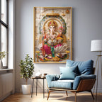 Shree Ganesh Blessings Premium Acrylic Vertical Wall Art