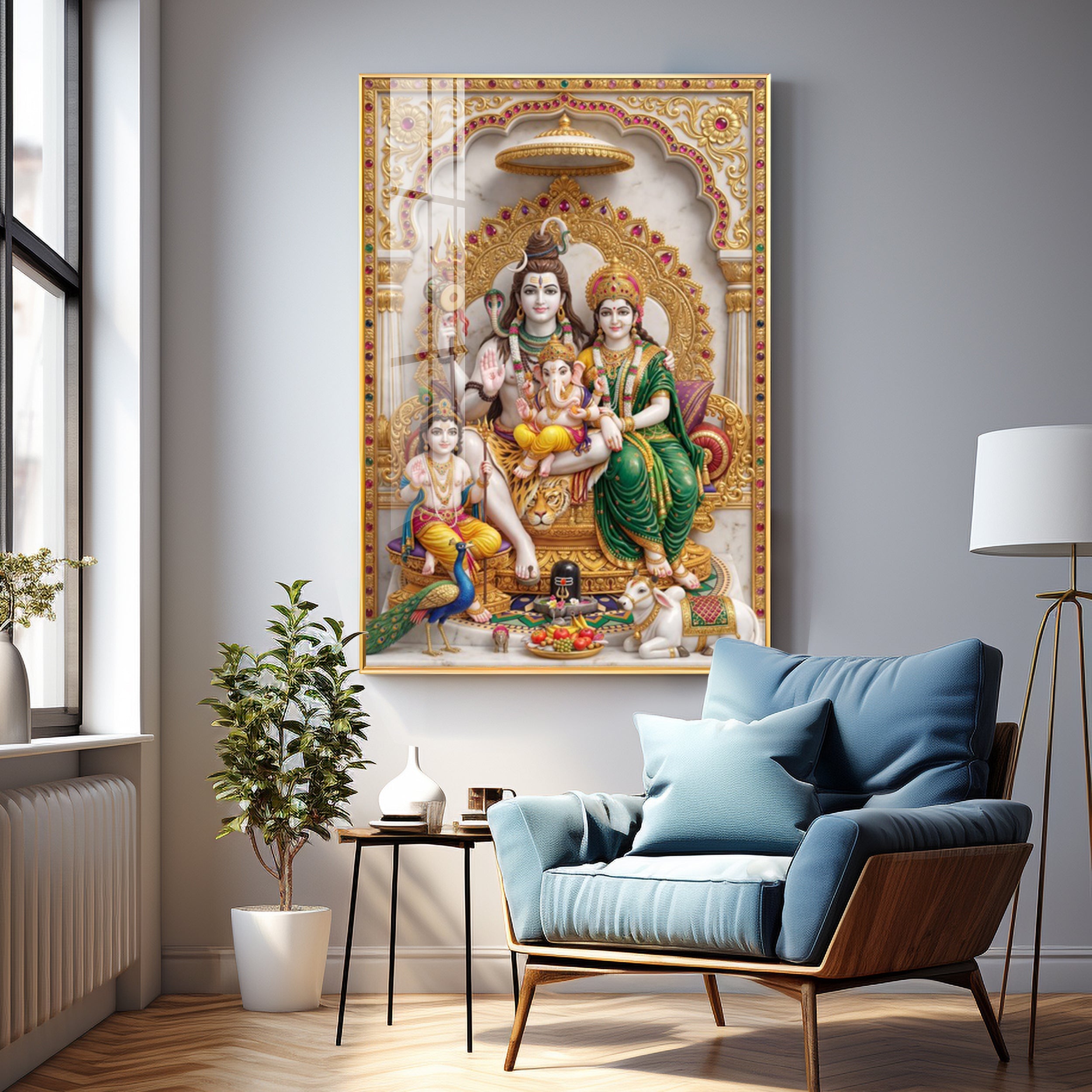 Shiva Parivar idol Premium Acrylic Vertical Wall Art
