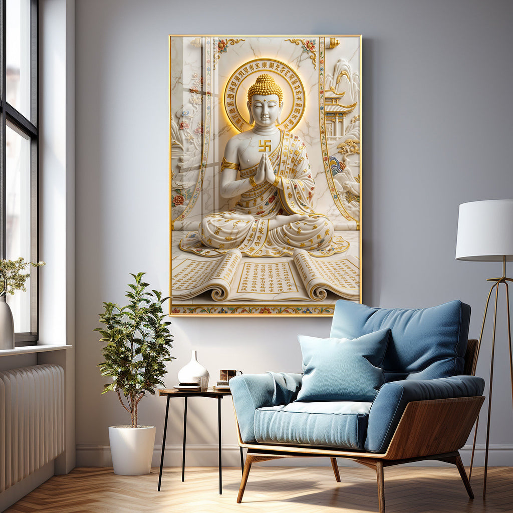 Beautiful Sitting Buddha Premium Acrylic Vertical Wall Art
