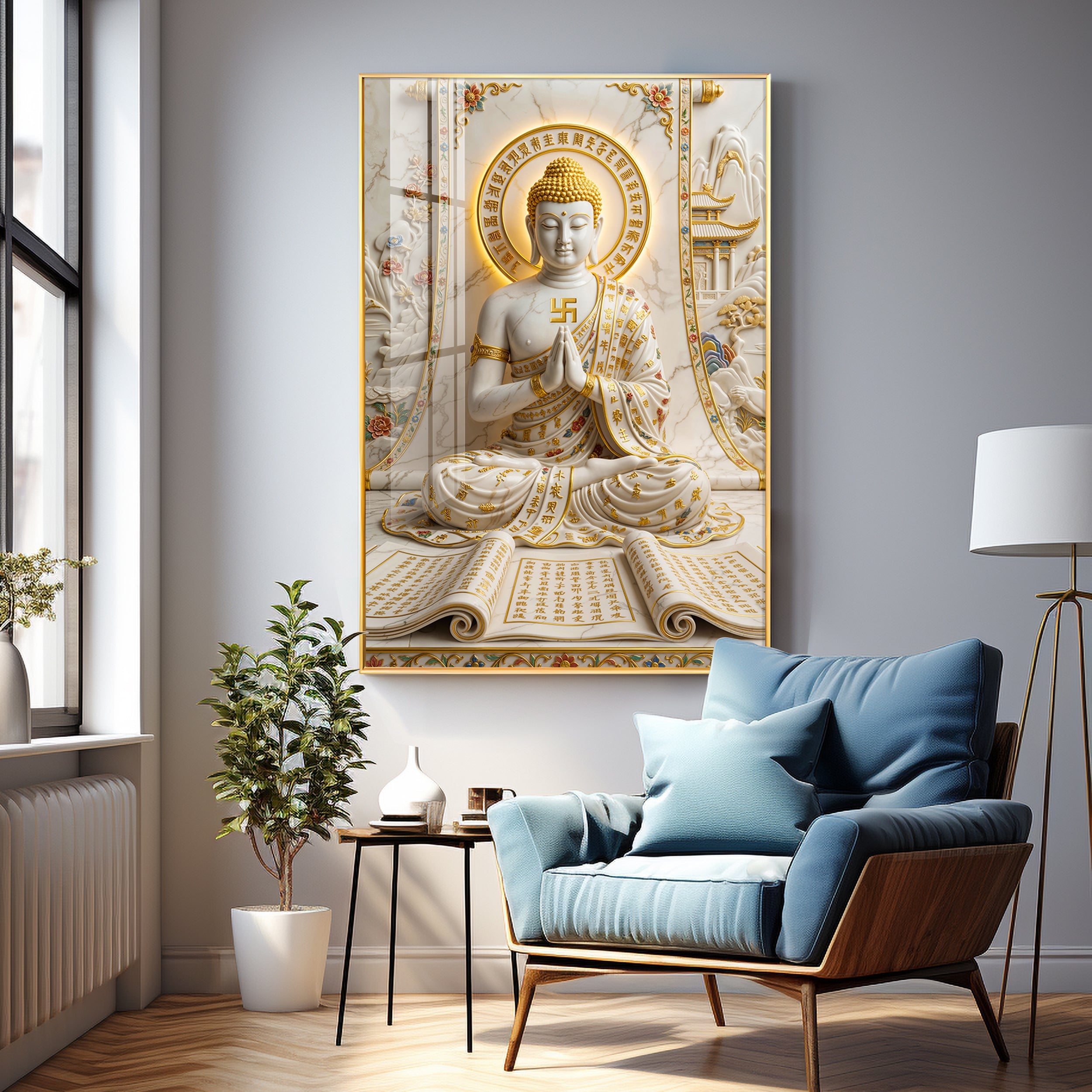 Beautiful Sitting Buddha Premium Acrylic Vertical Wall Art