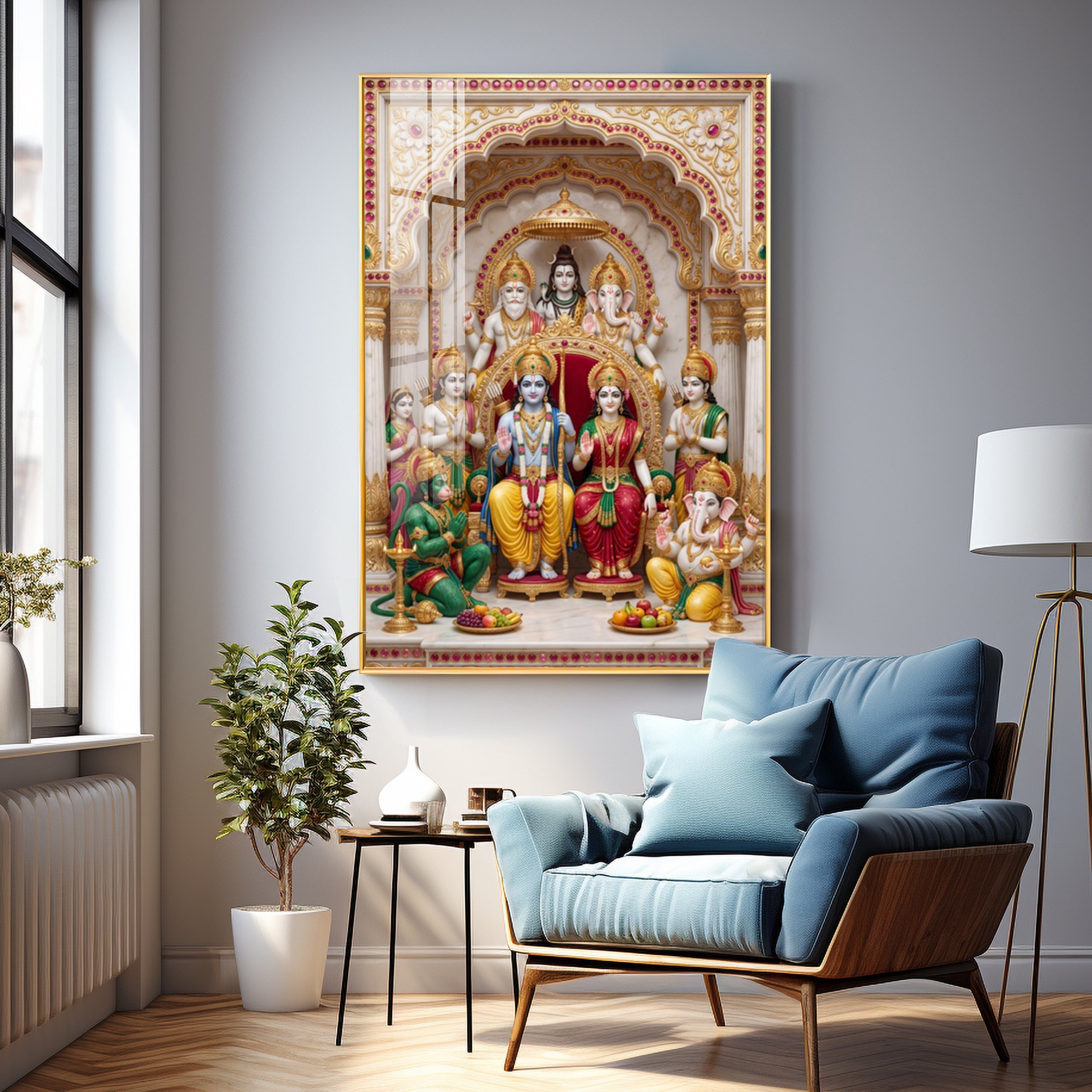 Divine Ram Darbar Premium Acrylic Vertical Wall Art