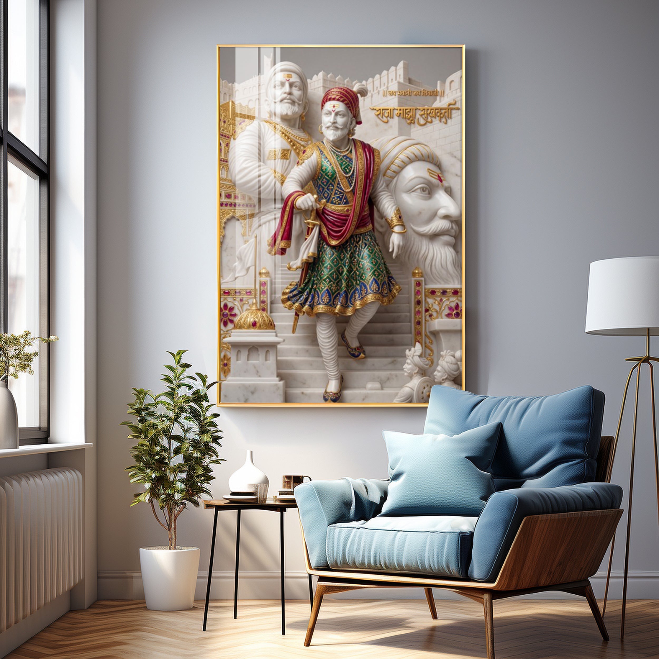Shivaji Maharaj Premium Acrylic Vertical Wall Art