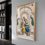 Radha Krishna With Grace Of Love Premium Acrylic Vertical Wall Art