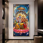 Lord Vishnu & Goddess Lakshmi Premium Acrylic Vertical Wall Art