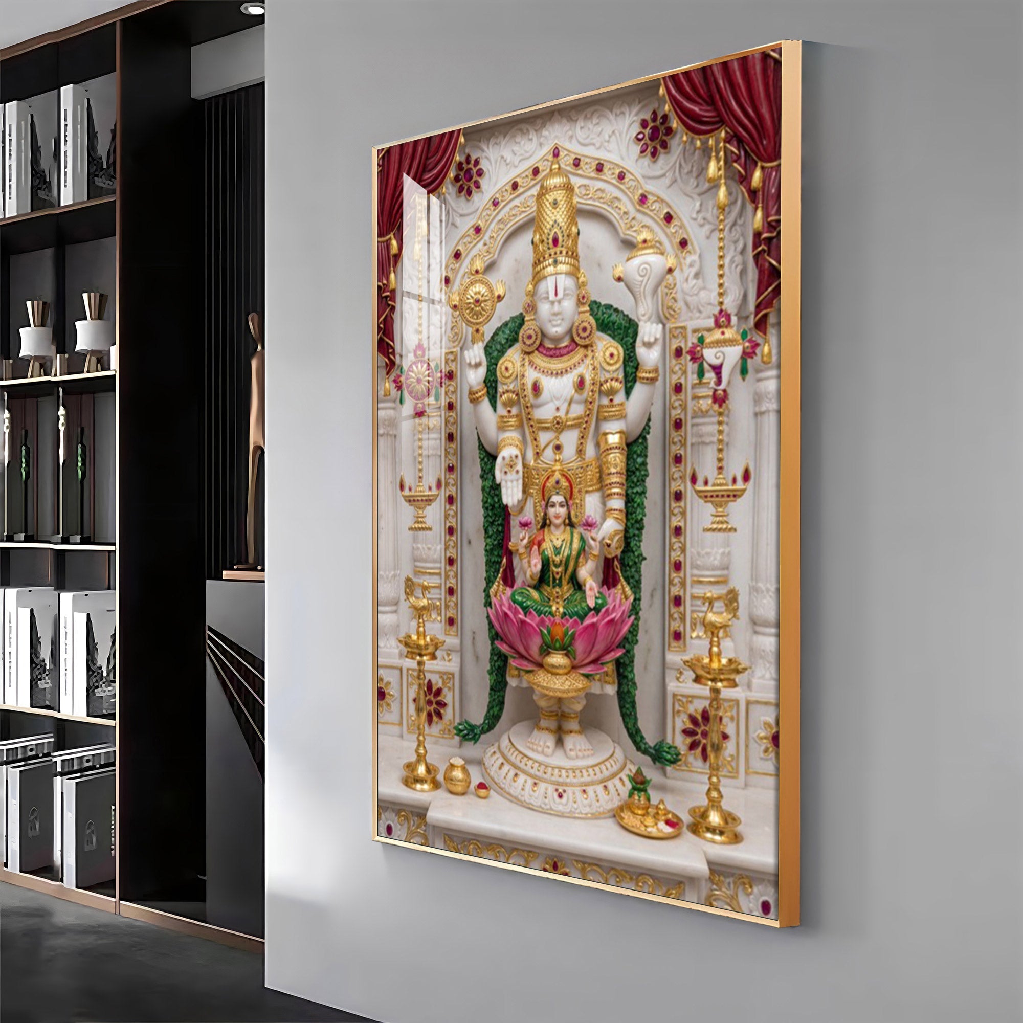 Maa Laxmi Lord Venkateswara Premium Acrylic Vertical Wall Art