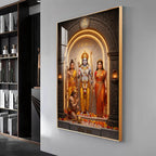 Lord Rama, Goddess Sita, Lakshmana, & Hanuman Premium Acrylic Vertical Wall Art