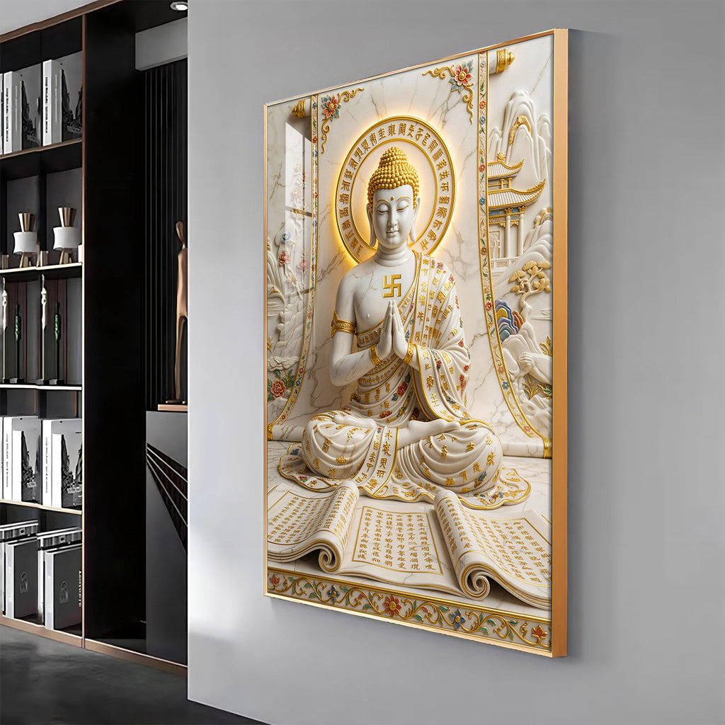 Beautiful Sitting Buddha Premium Acrylic Vertical Wall Art